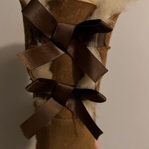 UGG Brown Ankle Boots with Cream Fur